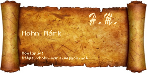 Hohn Márk névjegykártya